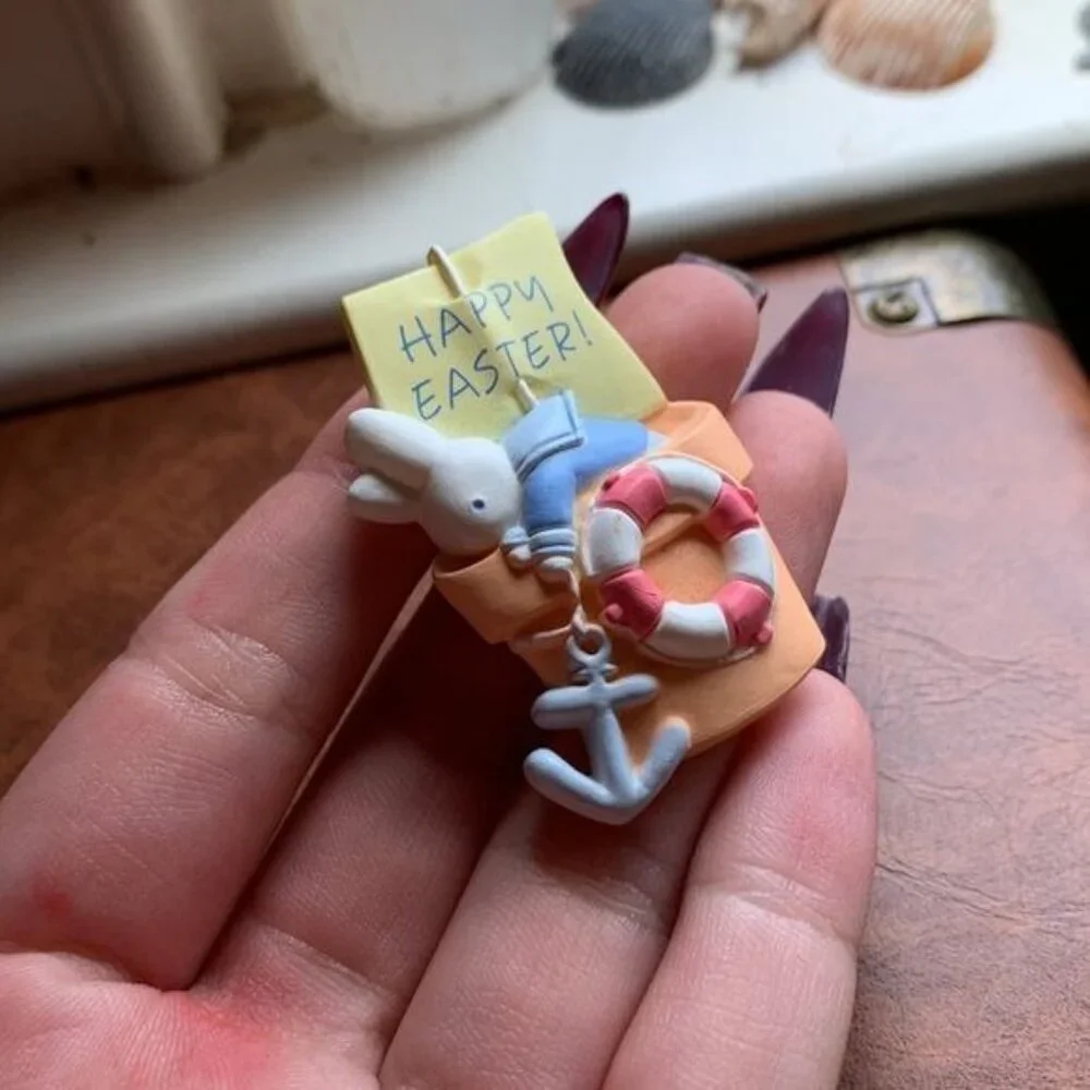 Vintage Hallmark Happy Easter Pin Anchor‎ Life Preserver Bunny